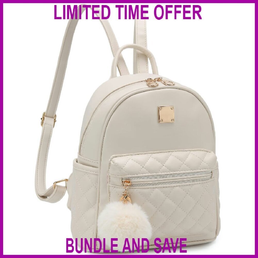 Mini Vegan Leather Backpack Plaid Design Adjustable Straps Multiple Pockets